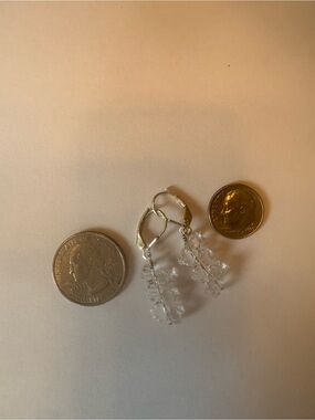 Clear Crystal Cluster Drop Earrings with Leverback Hooks